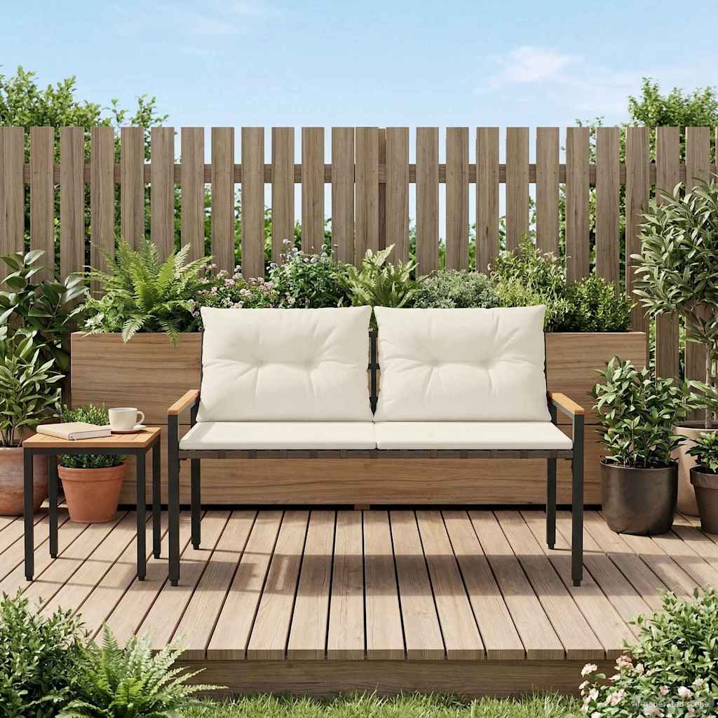vidaXL Outdoor Bench 2 -Seater 116 x 67.5 x 72 cm Poly Rattan