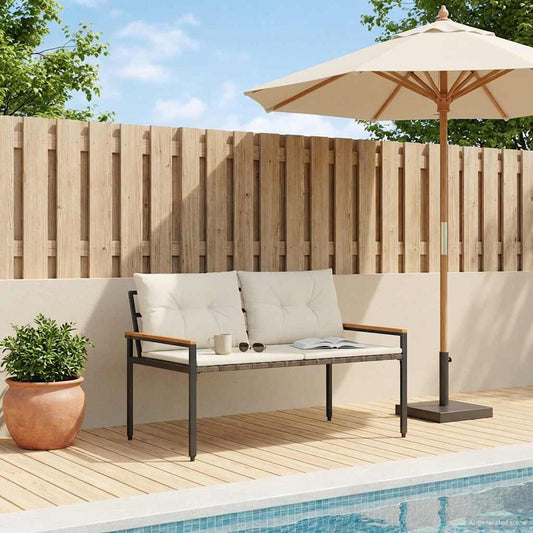 vidaXL Outdoor Bench 2 -Seater 116 x 67.5 x 72 cm Poly Rattan
