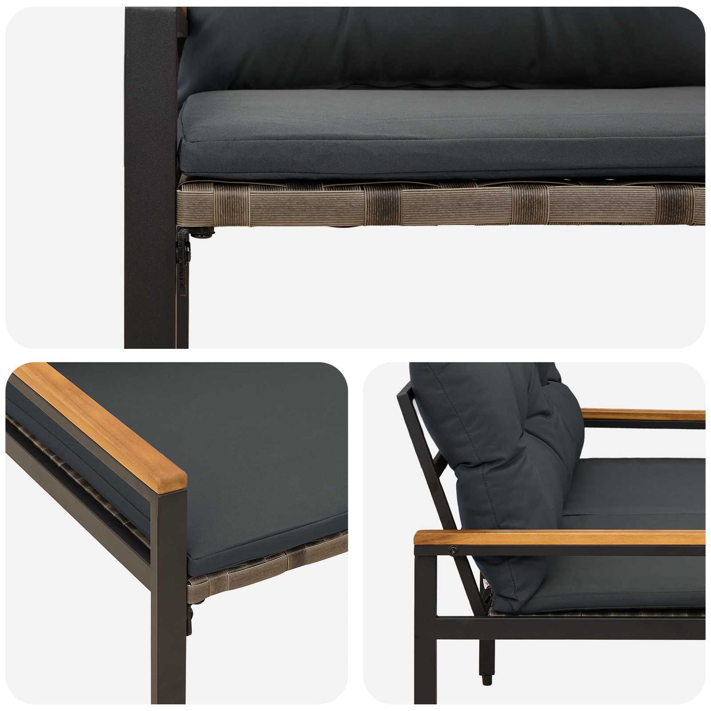 vidaXL Outdoor Bench 2 -Seater 116 x 67.5 x 72 cm Poly Rattan
