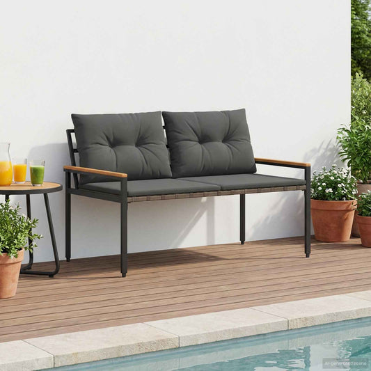 vidaXL Outdoor Bench 2 -Seater 116 x 67.5 x 72 cm Poly Rattan