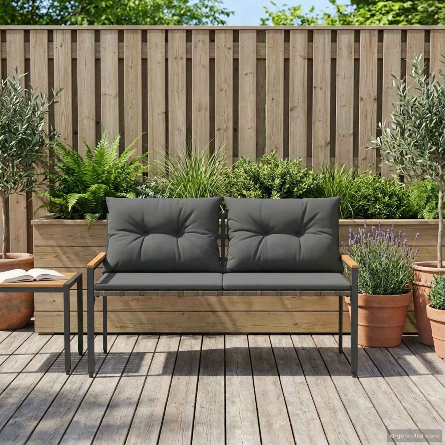 vidaXL Outdoor Bench 2 -Seater 116 x 67.5 x 72 cm Poly Rattan