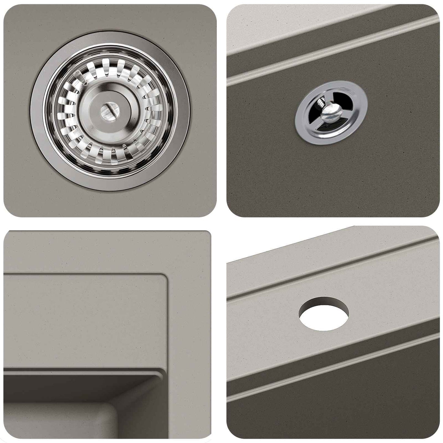 vidaXL Sink Grey 795 x 505 mm 80% Guartz and 20% Resin