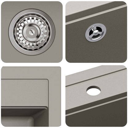 vidaXL Sink Grey 795 x 505 mm 80% Guartz and 20% Resin