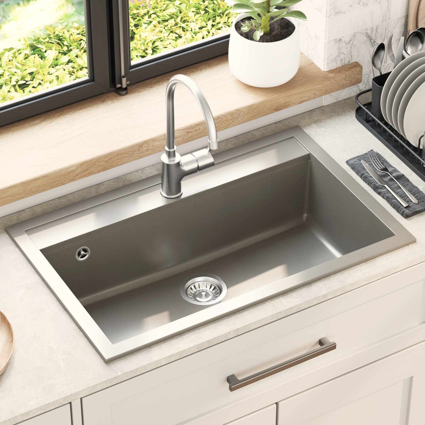 vidaXL Sink Grey 795 x 505 mm Granite