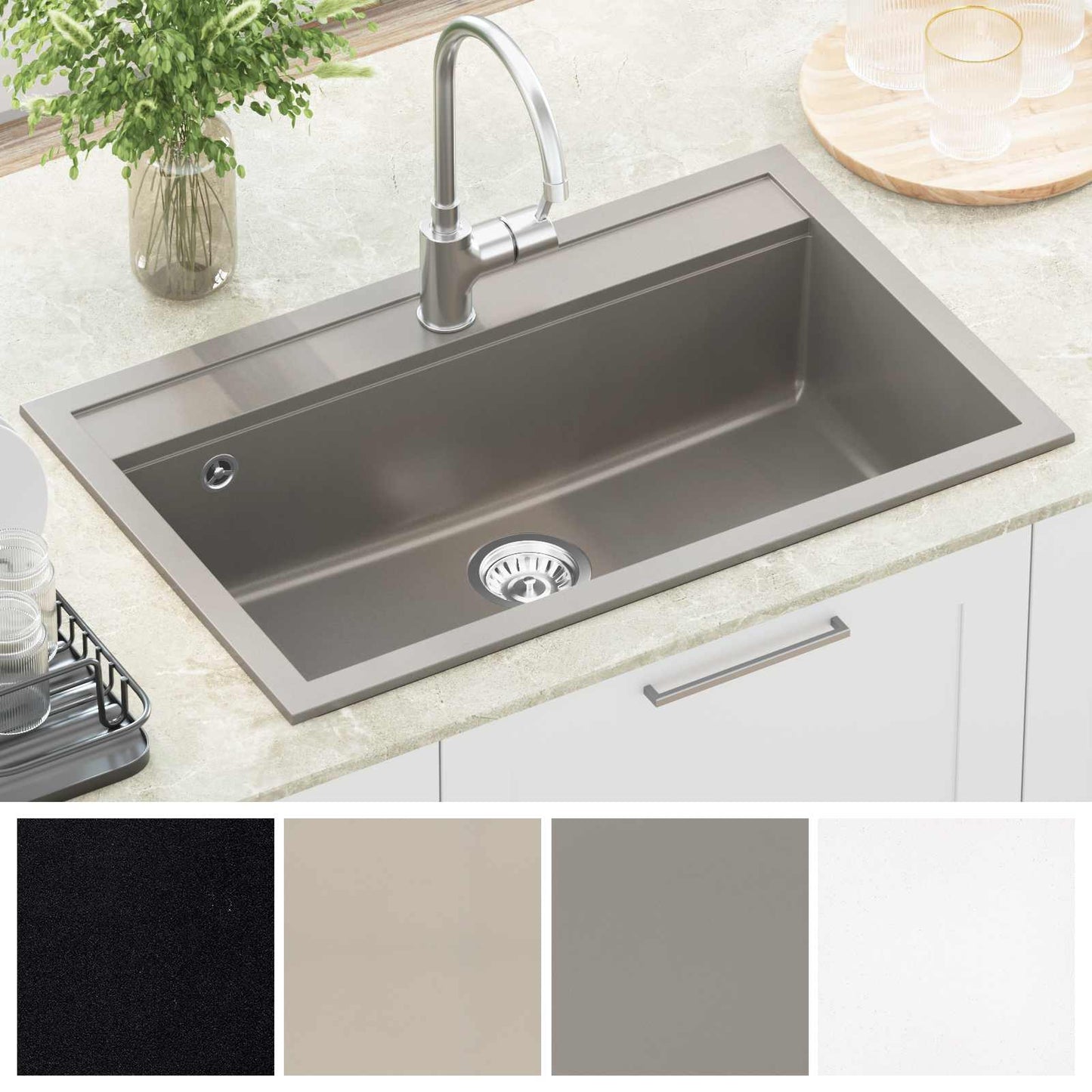 vidaXL Sink Grey 795 x 505 mm Granite