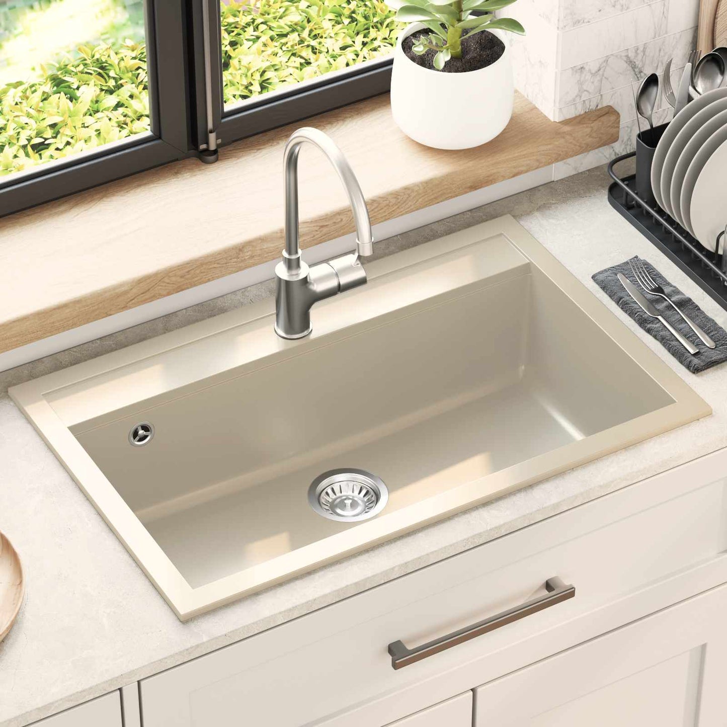 vidaXL Sink Beige 795 x 505 mm Granite