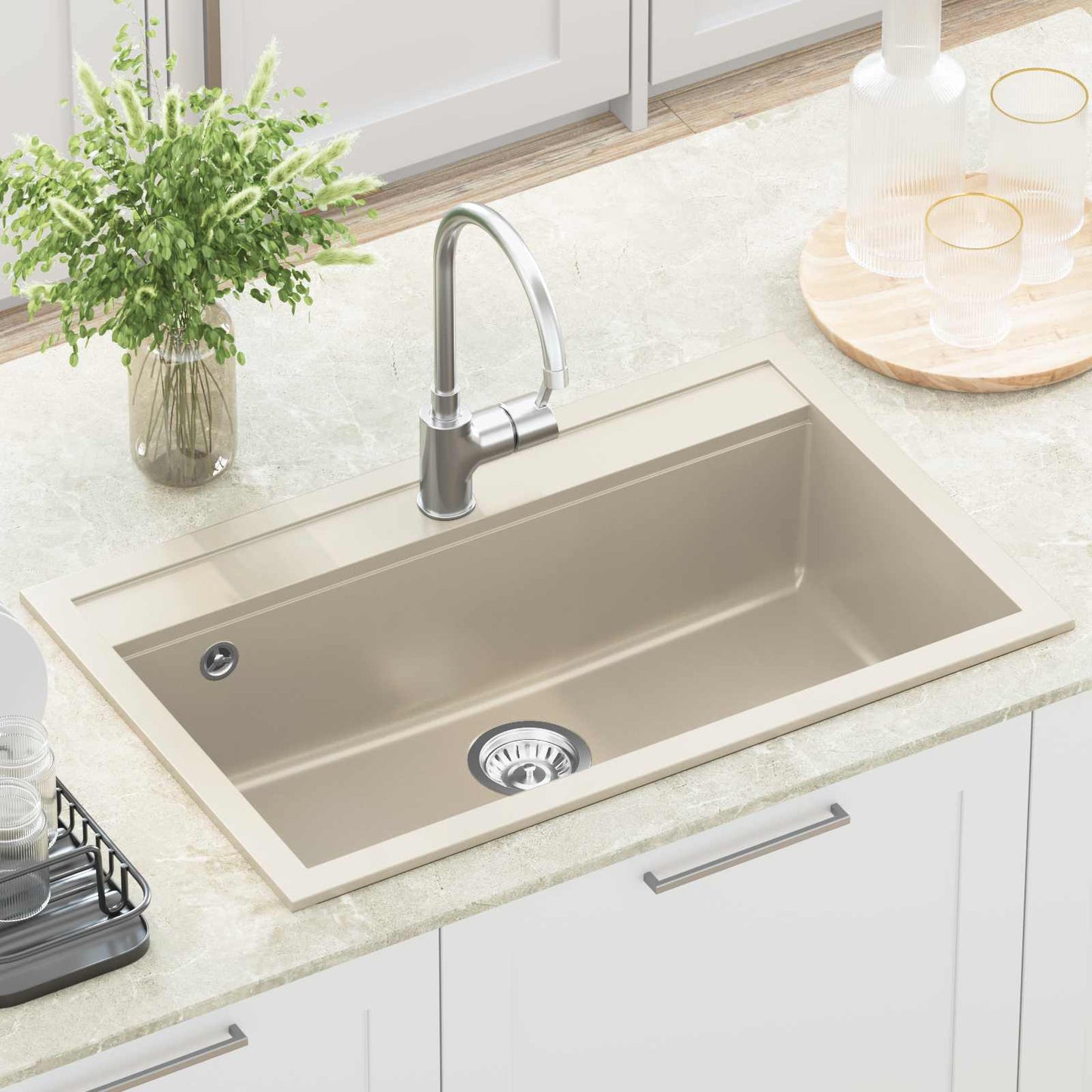 vidaXL Sink Beige 795 x 505 mm Granite