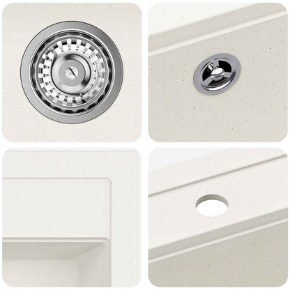 vidaXL Sink White 795 x 505 mm 80% Guartz and 20% Resin