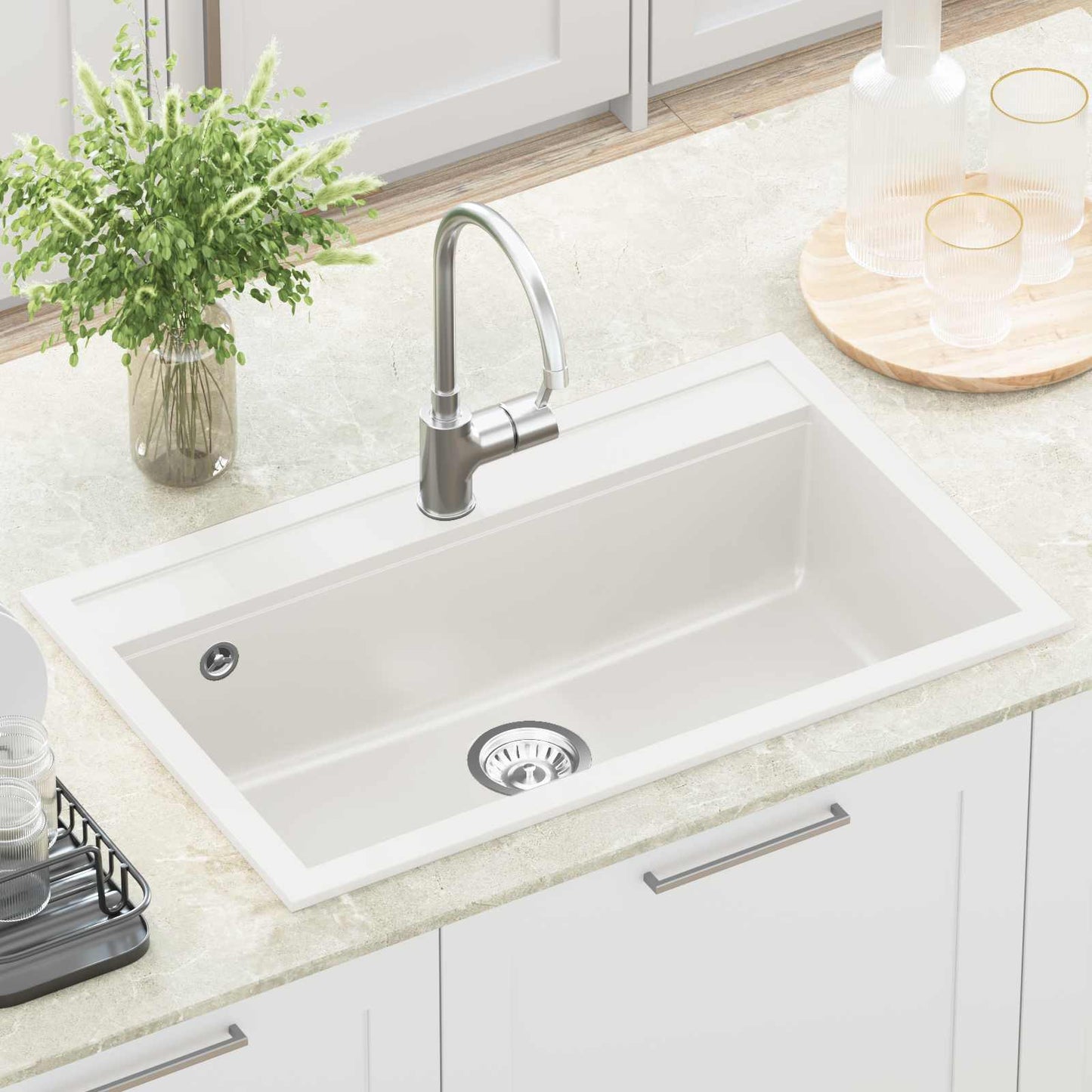 vidaXL Sink White 795 x 505 mm Granite