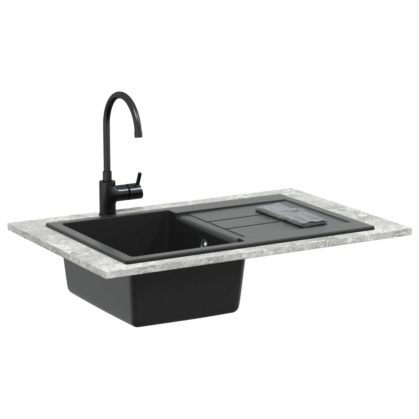 vidaXL Sink Black 780 x 500 mm 80% Quartz and 20% Resin