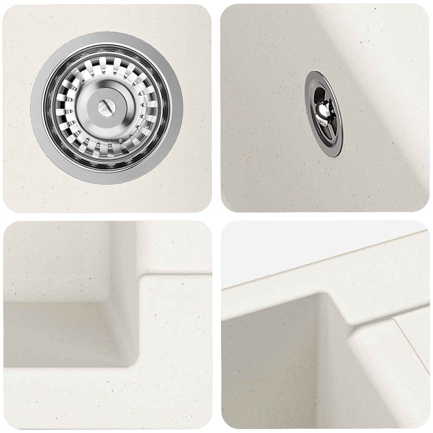 vidaXL Sink White 780 x 500 mm 80% Quartz and 20% Resin