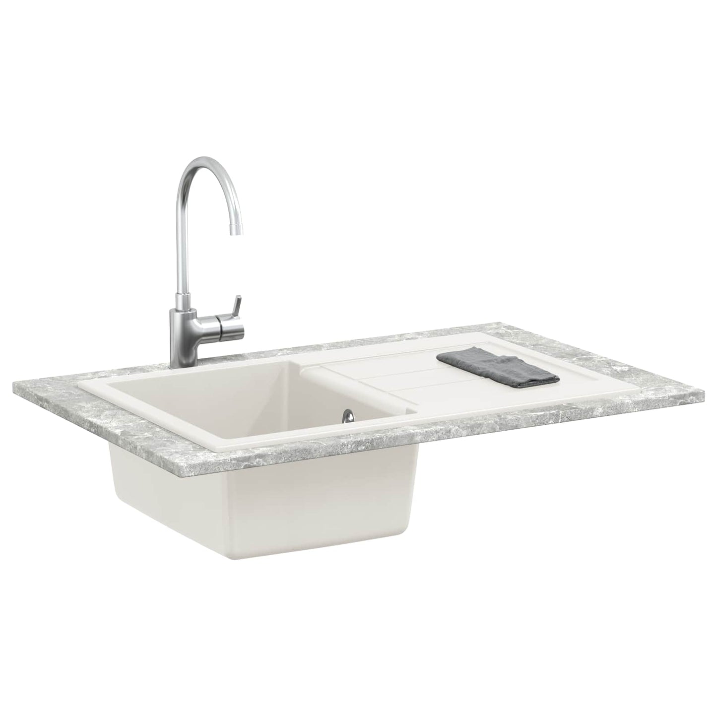vidaXL Sink White 780 x 500 mm 80% Quartz and 20% Resin