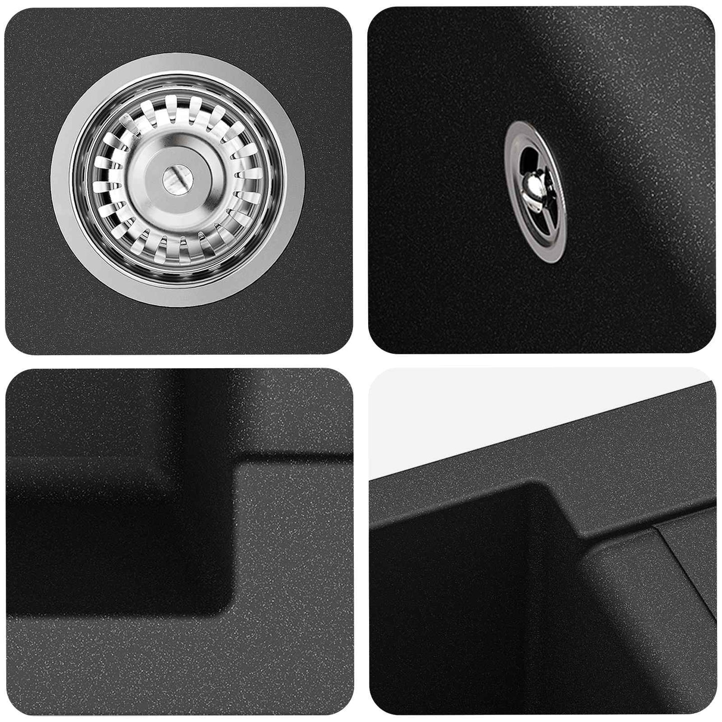 vidaXL Sink Black 620 x 500 mm 80% Quartz and 20% Resin