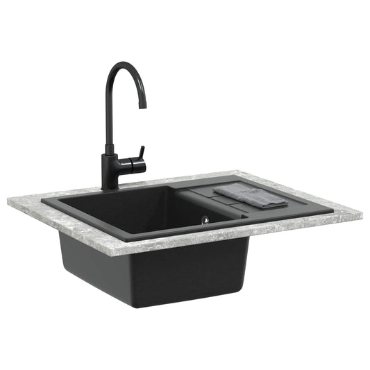 vidaXL Sink Black 620 x 500 mm 80% Quartz and 20% Resin