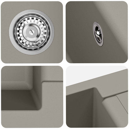 vidaXL Sink Grey 620 x 500 mm 80% Quartz and 20% Resin