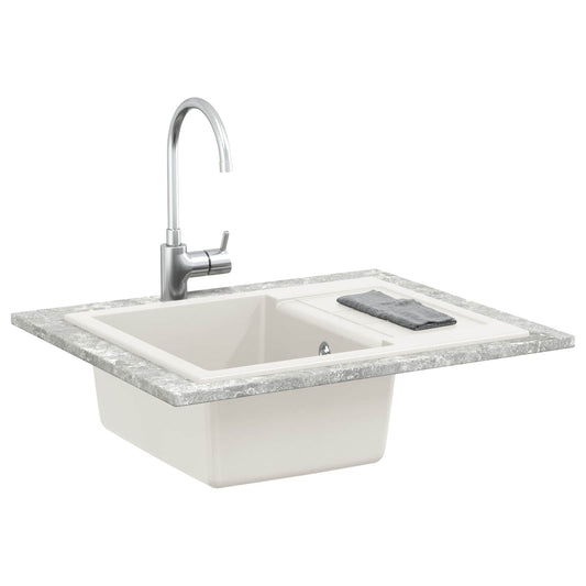 vidaXL Sink White 620 x 500 mm 80% Quartz and 20% Resin