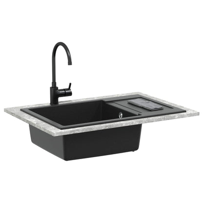 vidaXL Sink Black 780 x 500 mm 80% Quartz and 20% Resin