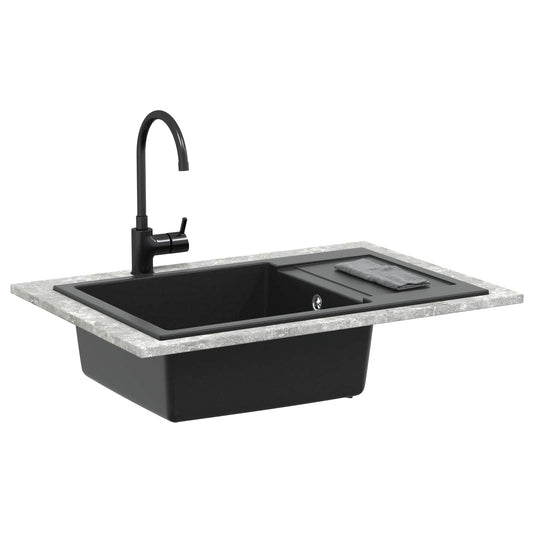 vidaXL Sink Black 780 x 500 mm 80% Quartz and 20% Resin