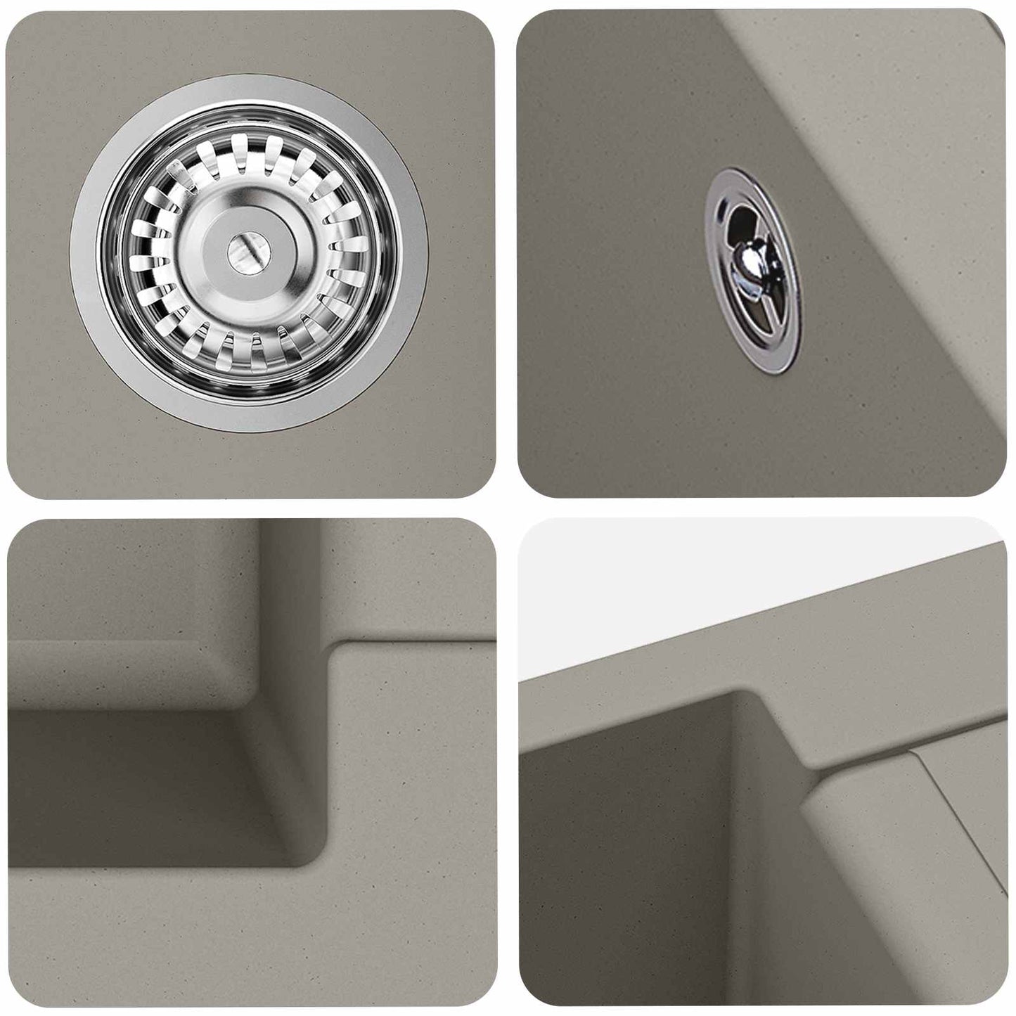 vidaXL Sink Grey 780 x 500 mm 80% Quartz and 20% Resin