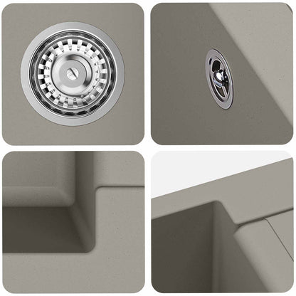 vidaXL Sink Grey 780 x 500 mm 80% Quartz and 20% Resin