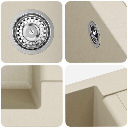 vidaXL Sink Beige 780 x 500 mm 80% Quartz and 20% Resin