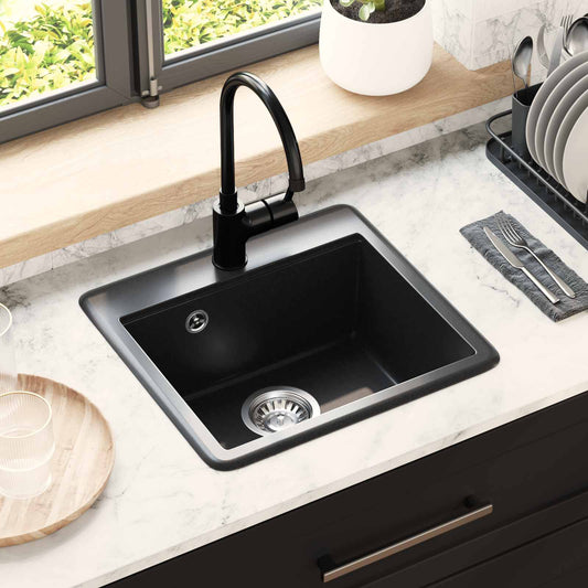 vidaXL Sink Black 470 x 440 mm Granite