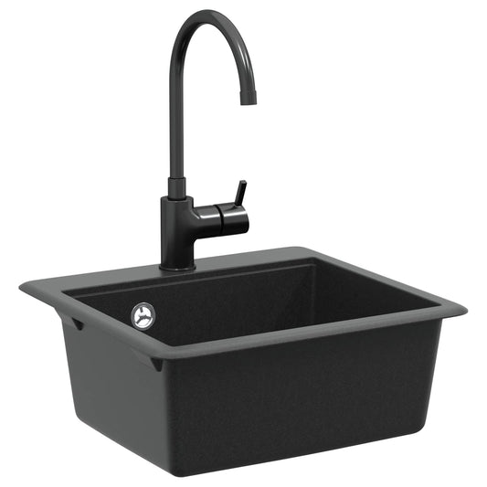 vidaXL Sink Black 470 x 440 mm Granite