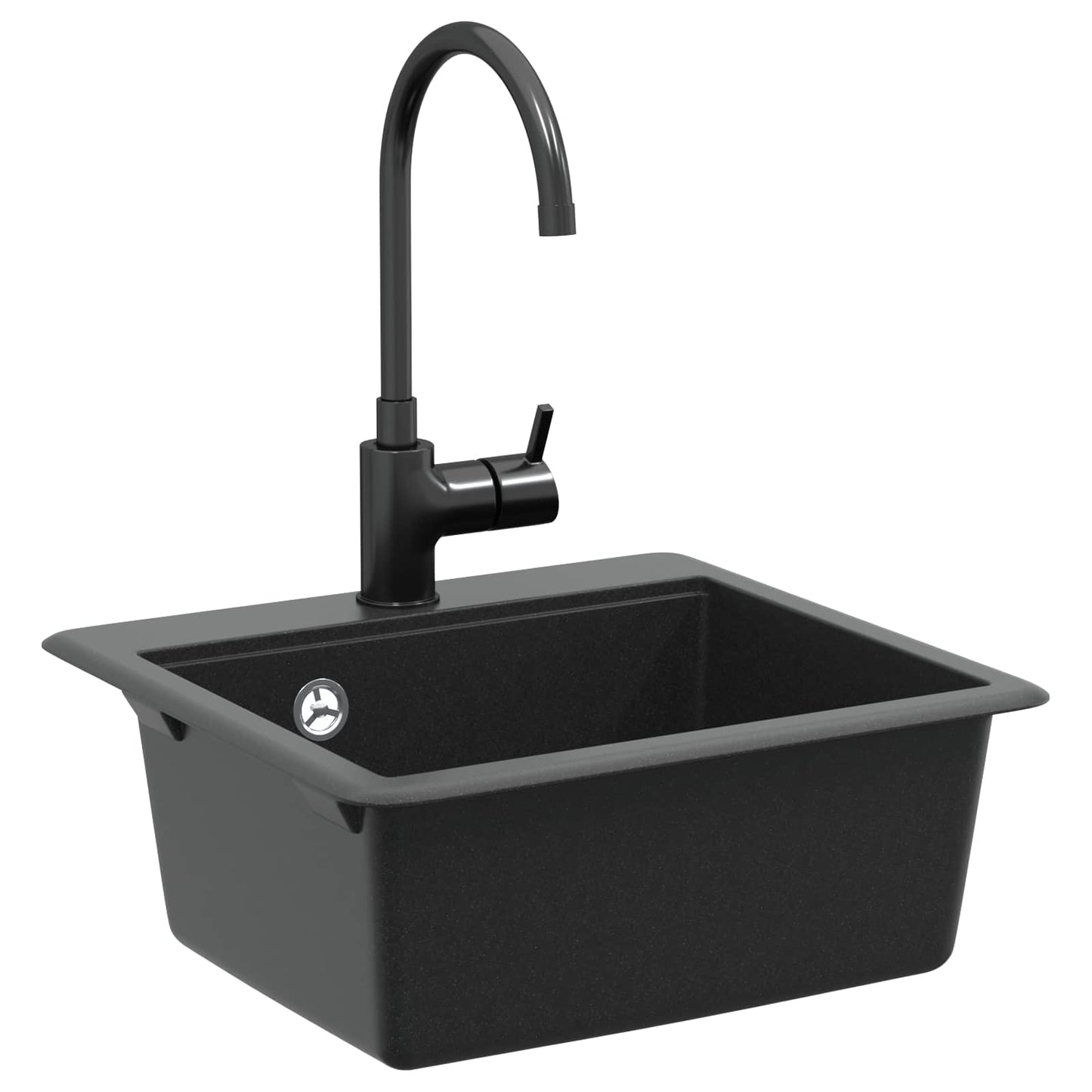 vidaXL Sink 80% Quartz and 20% Resin 470 x 440 mm Black