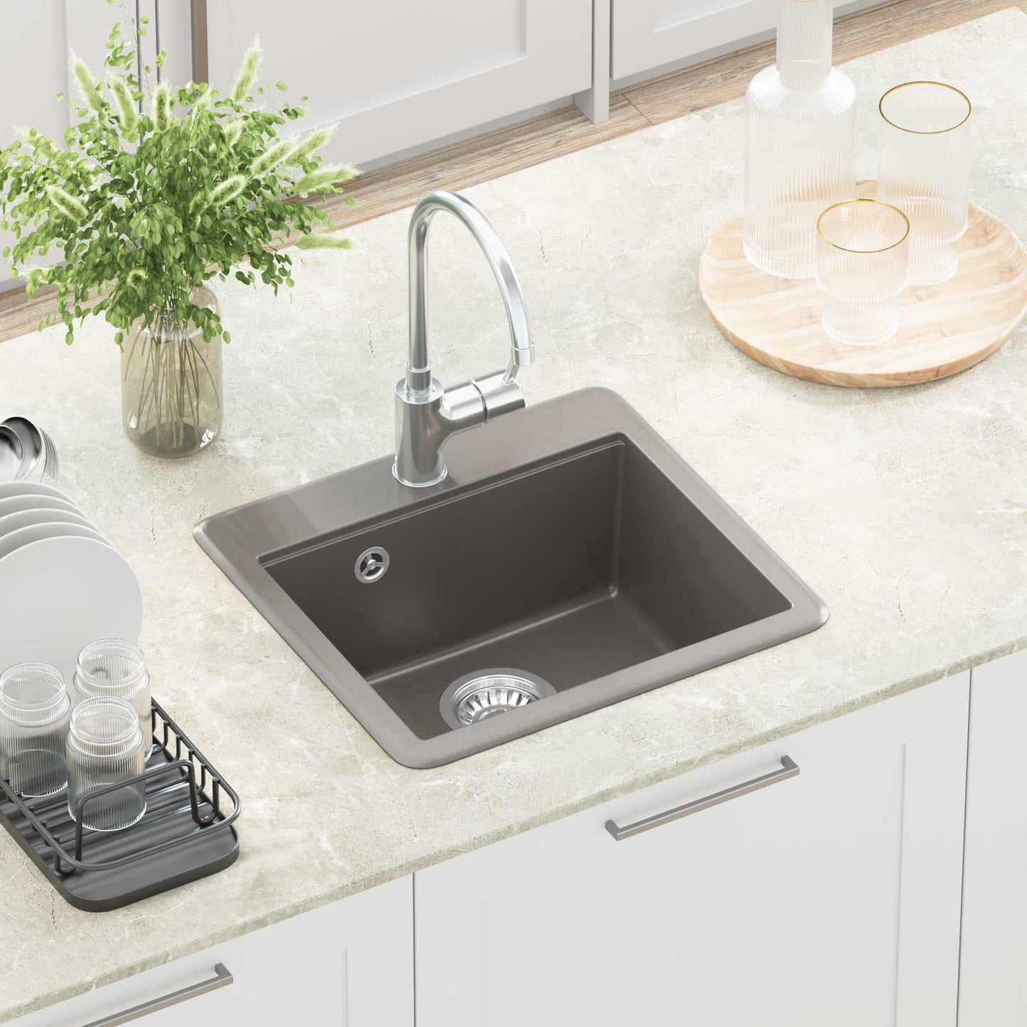 vidaXL Sink Grey 470 x 440 mm Granite