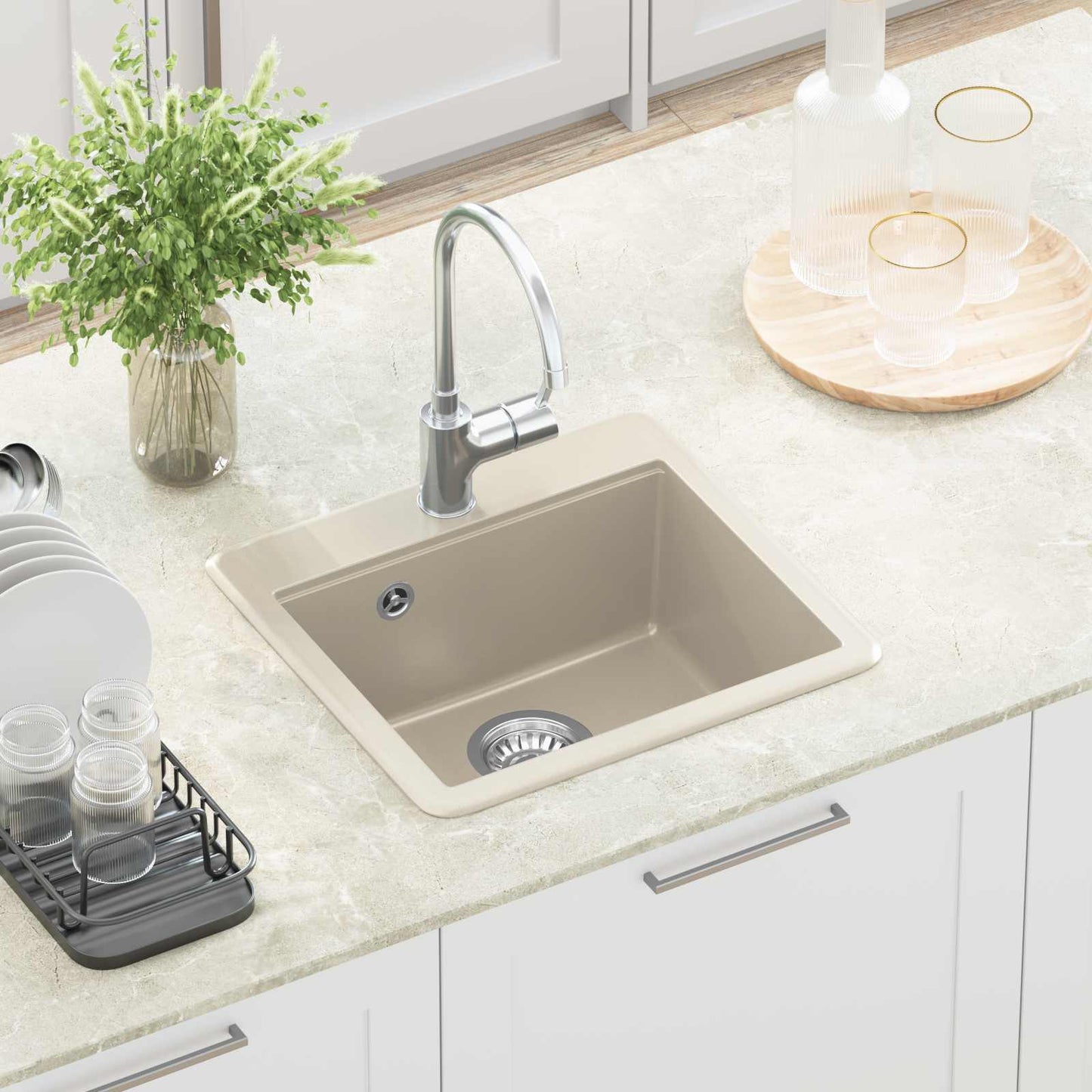 vidaXL Sink Beige 470 x 440 mm Granite