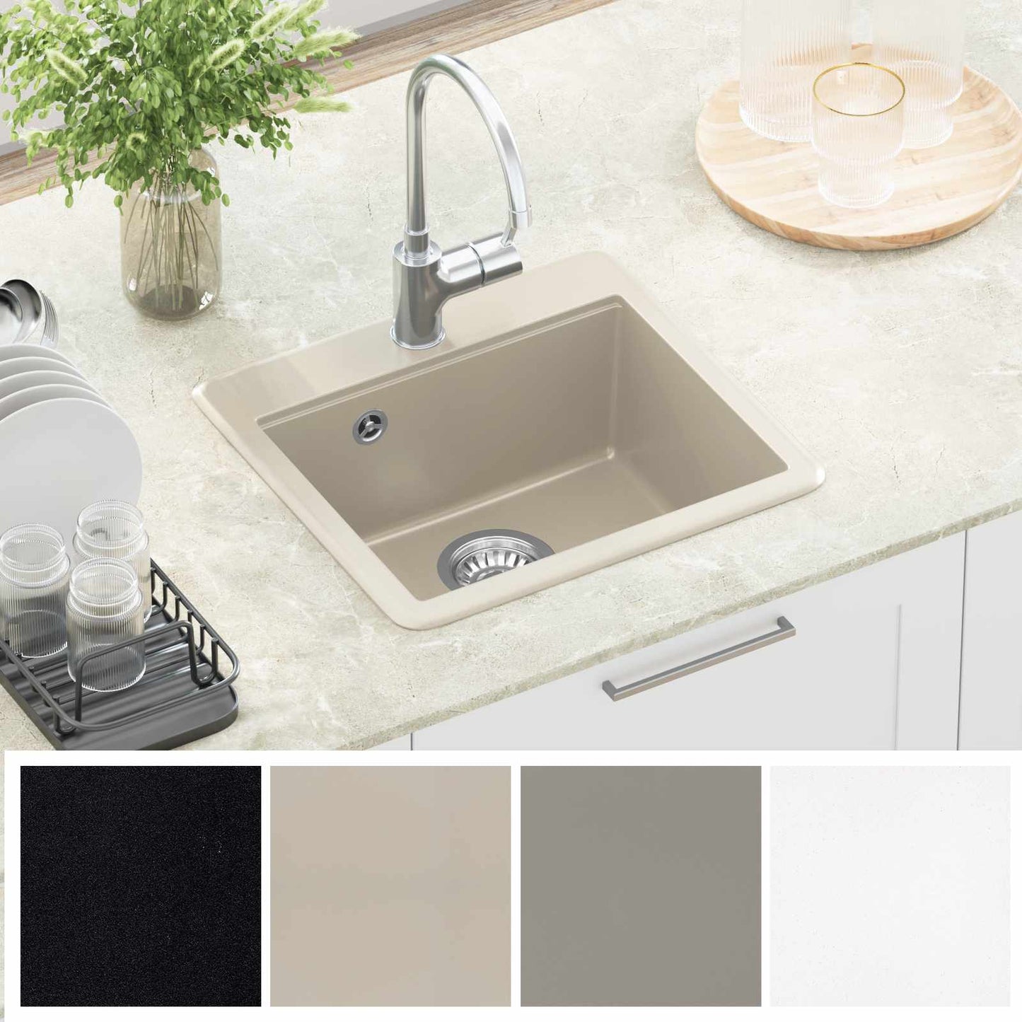 vidaXL Sink Beige 470 x 440 mm Granite
