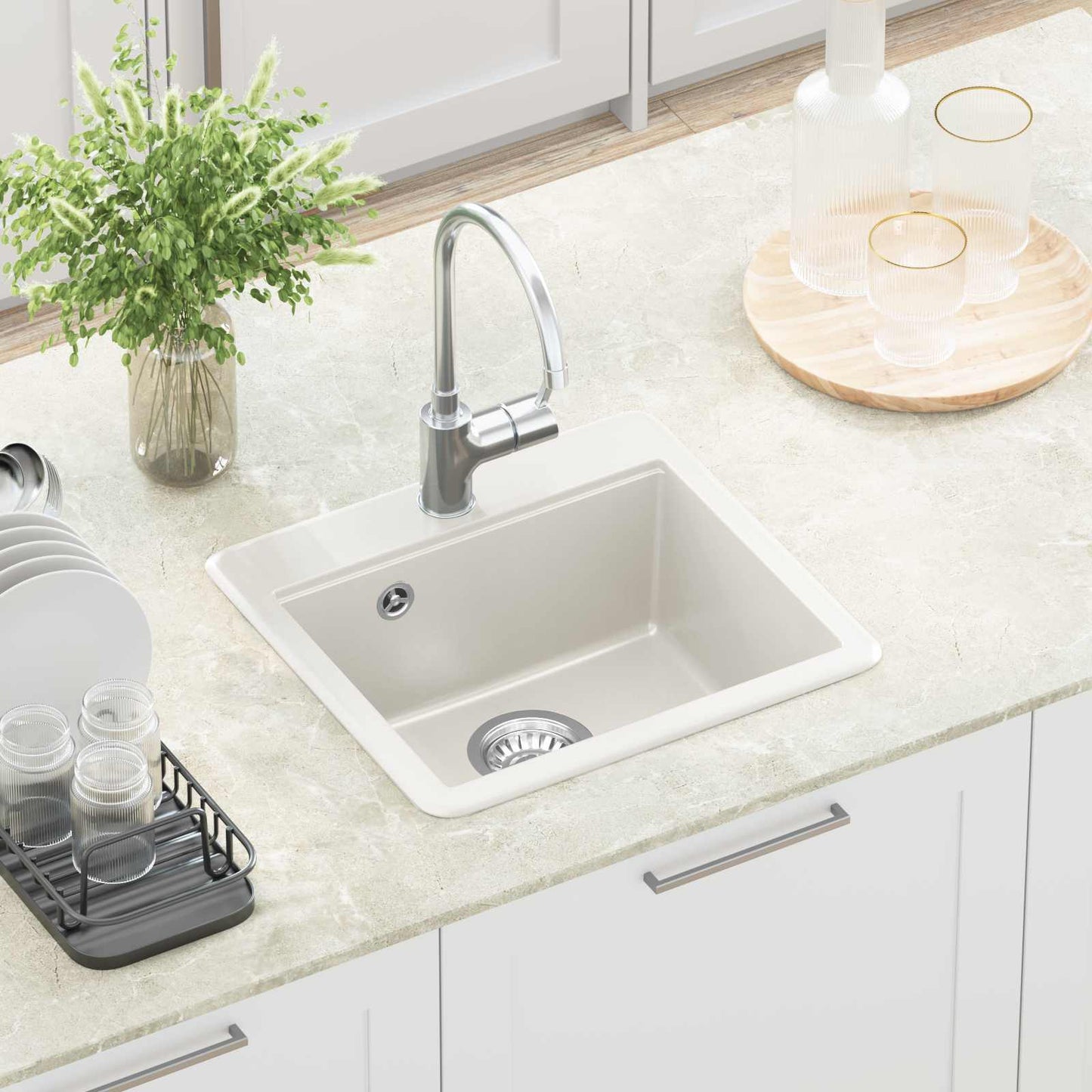 vidaXL Sink White 470 x 440 mm Granite