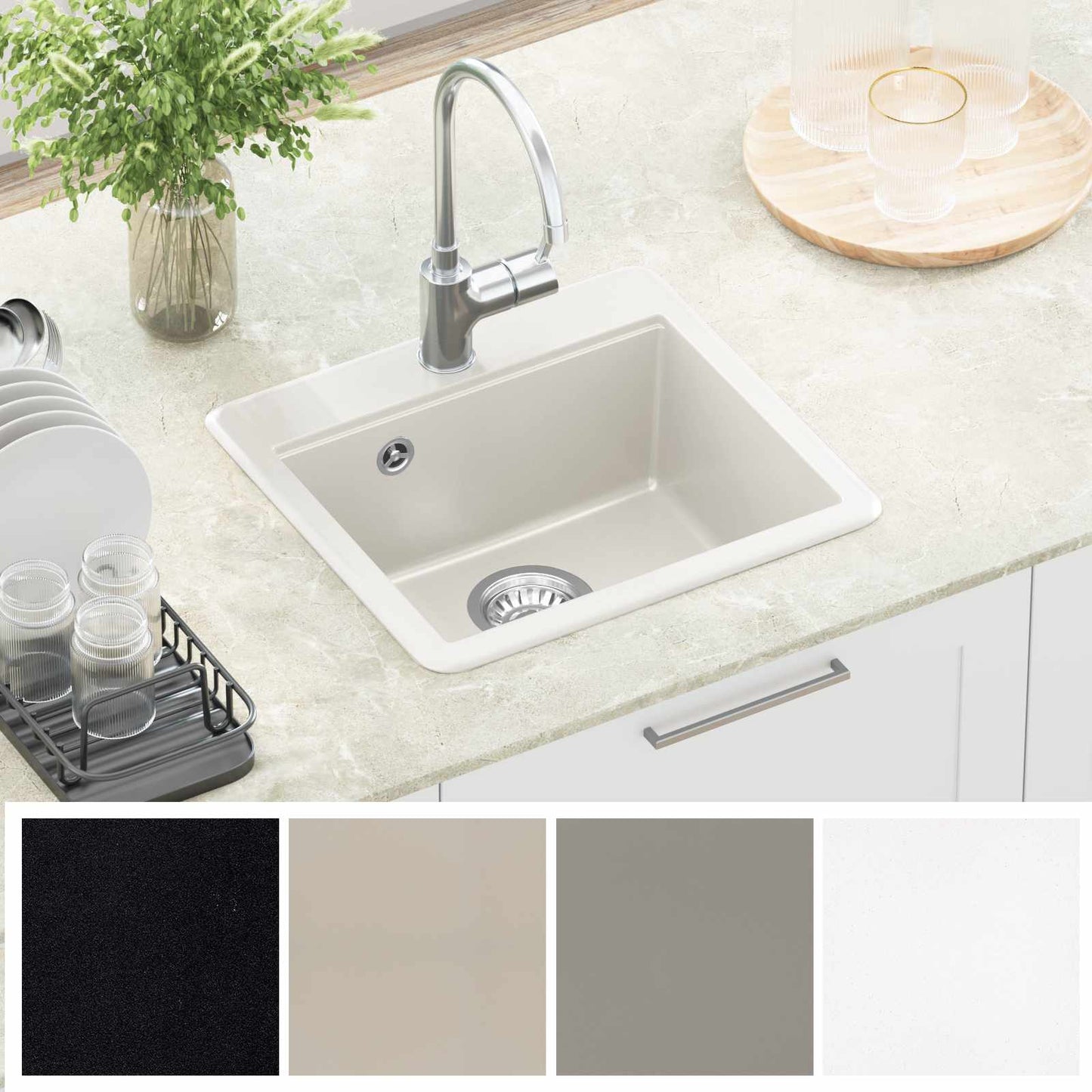 vidaXL Sink White 470 x 440 mm Granite