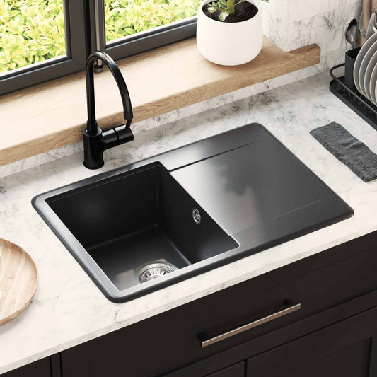vidaXL Sink Black 670 x 460 mm Granite