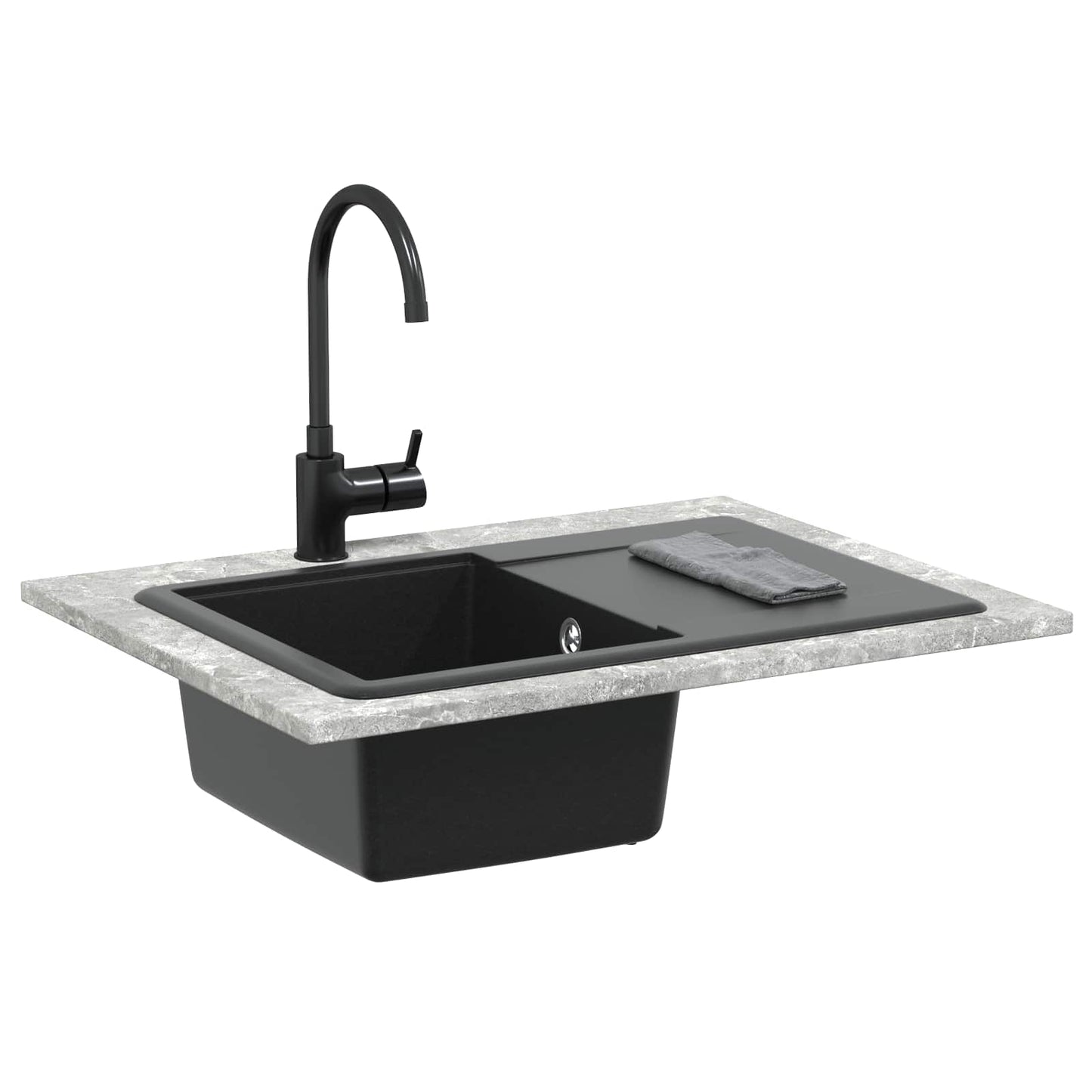 vidaXL Sink 80% Quartz and 20% Resin 670 x 460 mm Black