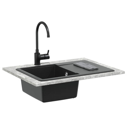 vidaXL Sink 80% Quartz and 20% Resin 670 x 460 mm Black