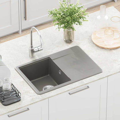 vidaXL Sink Grey 670 x 460 mm 80% Quartz and 20% Resin
