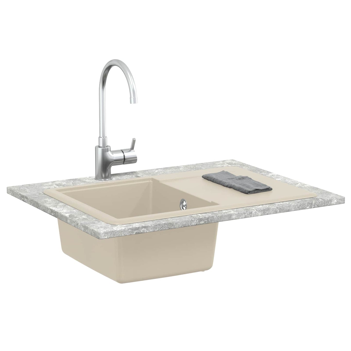 vidaXL Sink 80% Quartz and 20% Resin 670 x 460 mm Beige