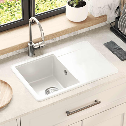 vidaXL Sink White 670 x 460 mm 80% Quartz and 20% Resin