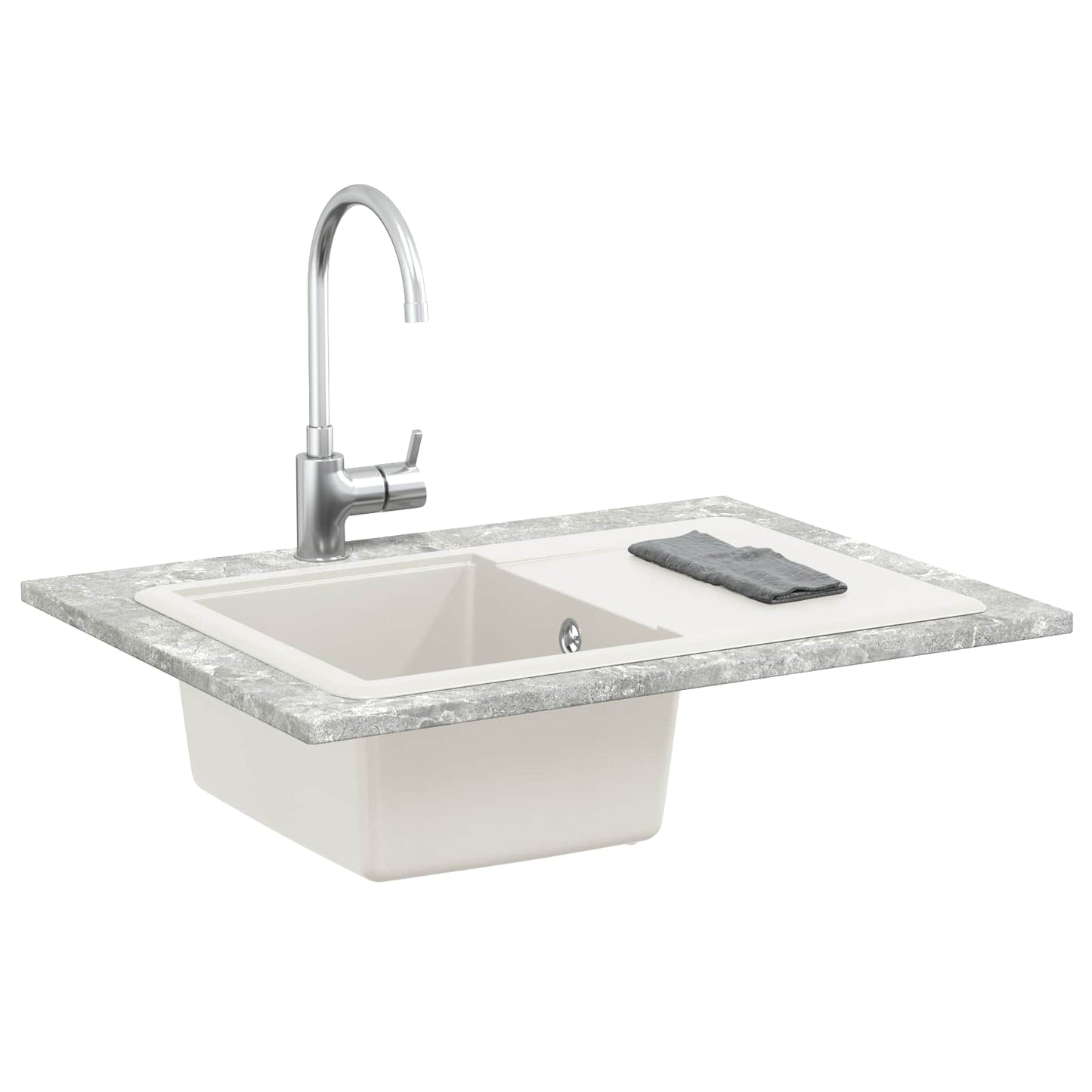 vidaXL Sink 80% Quartz and 20% Resin 670 x 460 mm White