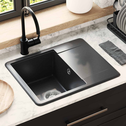 vidaXL Sink Black 560 x 460 mm 80% Quartz and 20% Resin