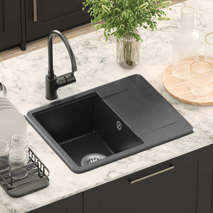 vidaXL Sink Black 560 x 460 mm 80% Quartz and 20% Resin