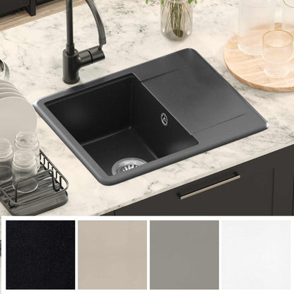vidaXL Sink Black 560 x 460 mm 80% Quartz and 20% Resin