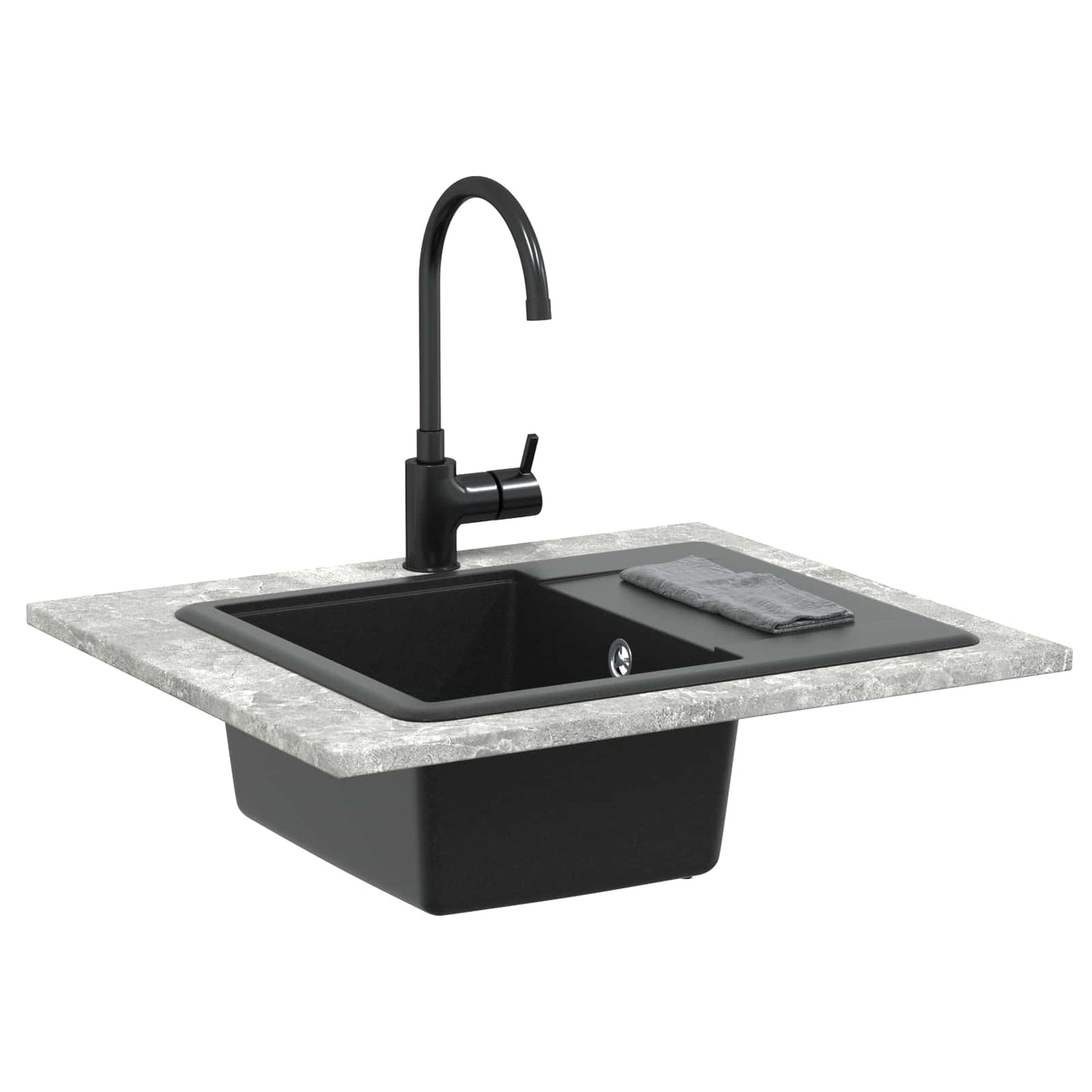 vidaXL Sink 80% Quartz and 20% Resin 560 x 460 mm Black