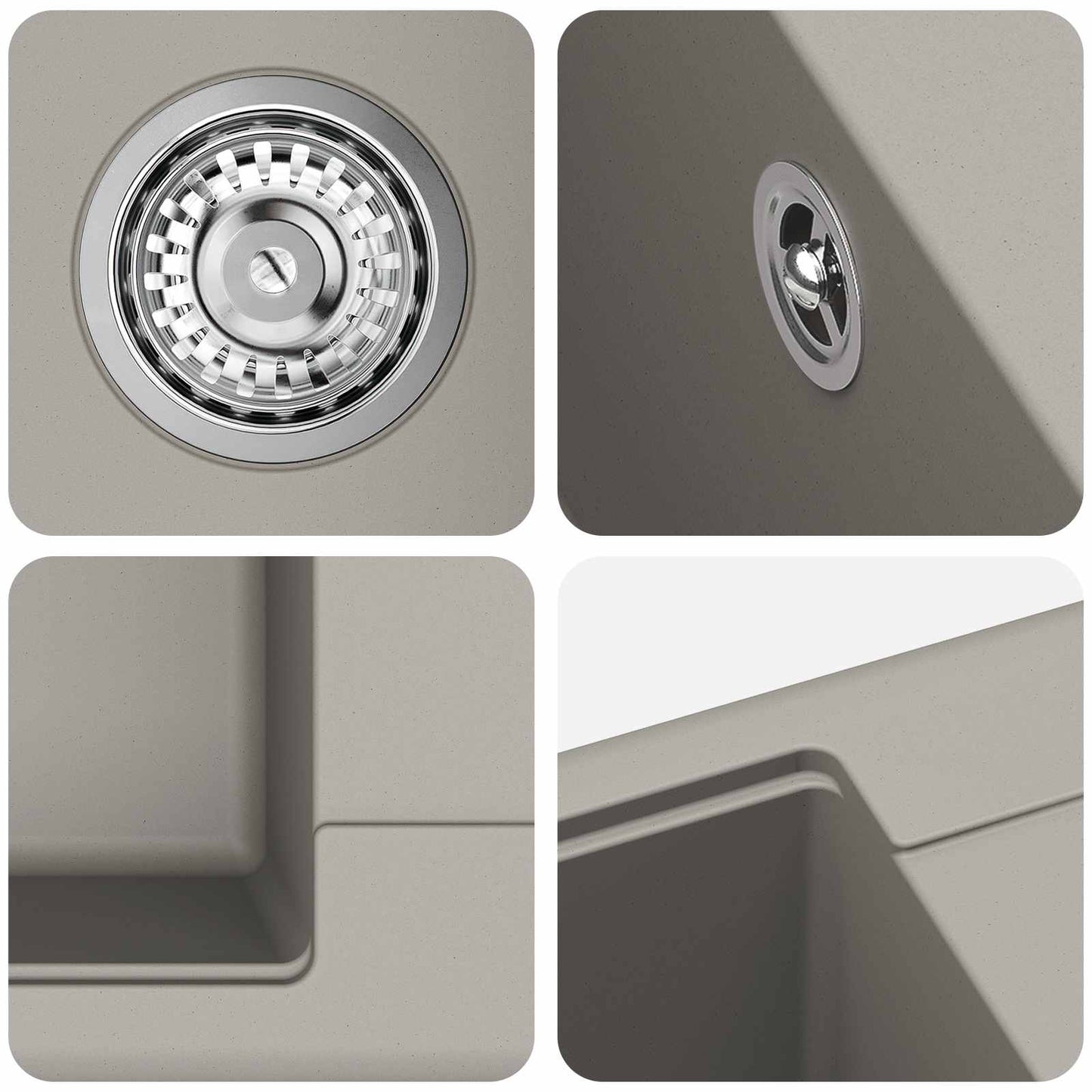 vidaXL Sink Grey 560 x 460 mm 80% Quartz and 20% Resin