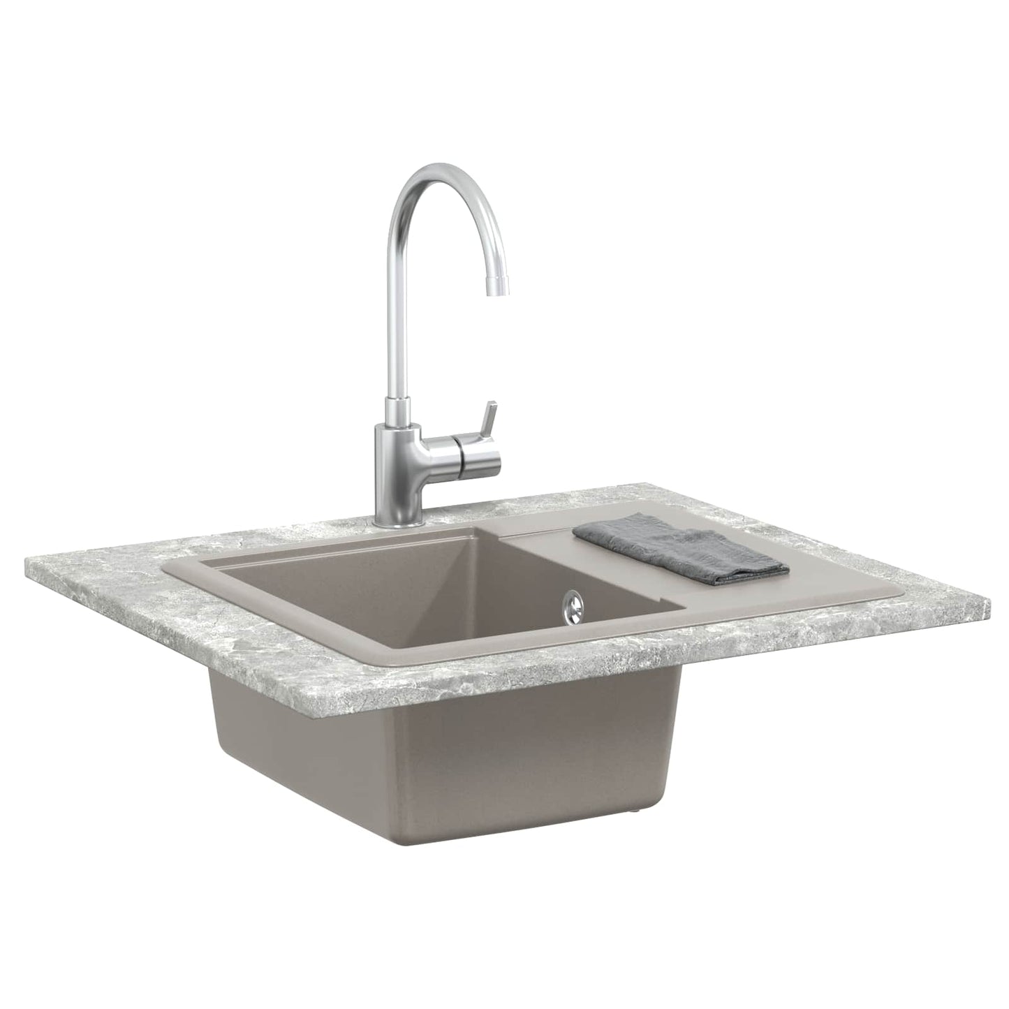 vidaXL Sink 80% Quartz and 20% Resin 560 x 460 mm Grey