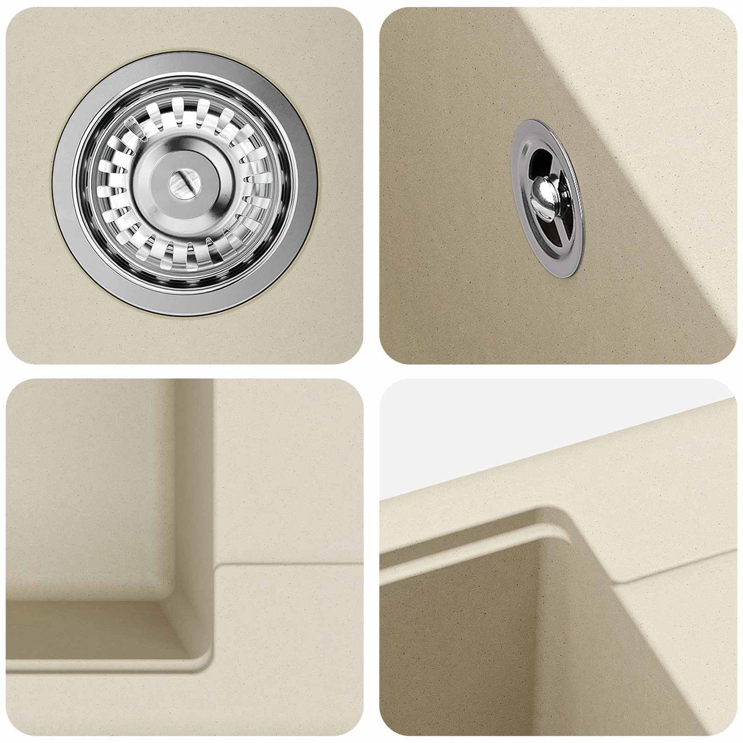 vidaXL Sink Beige 560 x 460 mm 80% Quartz and 20% Resin