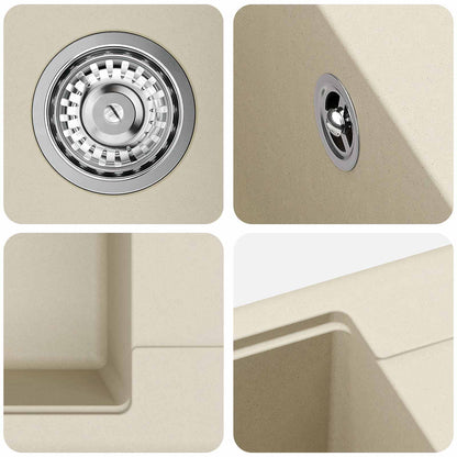 vidaXL Sink Beige 560 x 460 mm 80% Quartz and 20% Resin