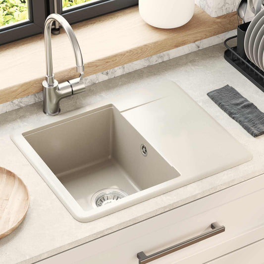 vidaXL Sink Beige 560 x 460 mm 80% Quartz and 20% Resin