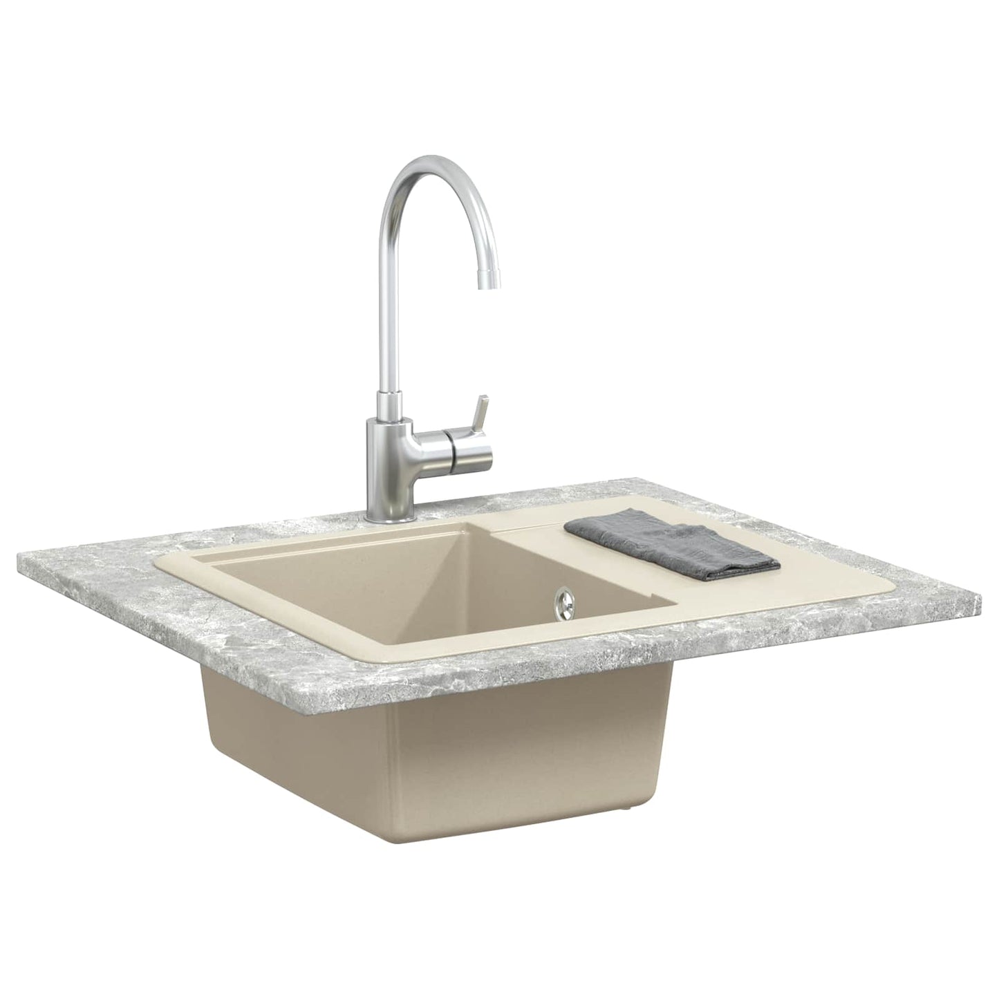 vidaXL Sink 80% Quartz and 20% Resin 560 x 460 mm Beige